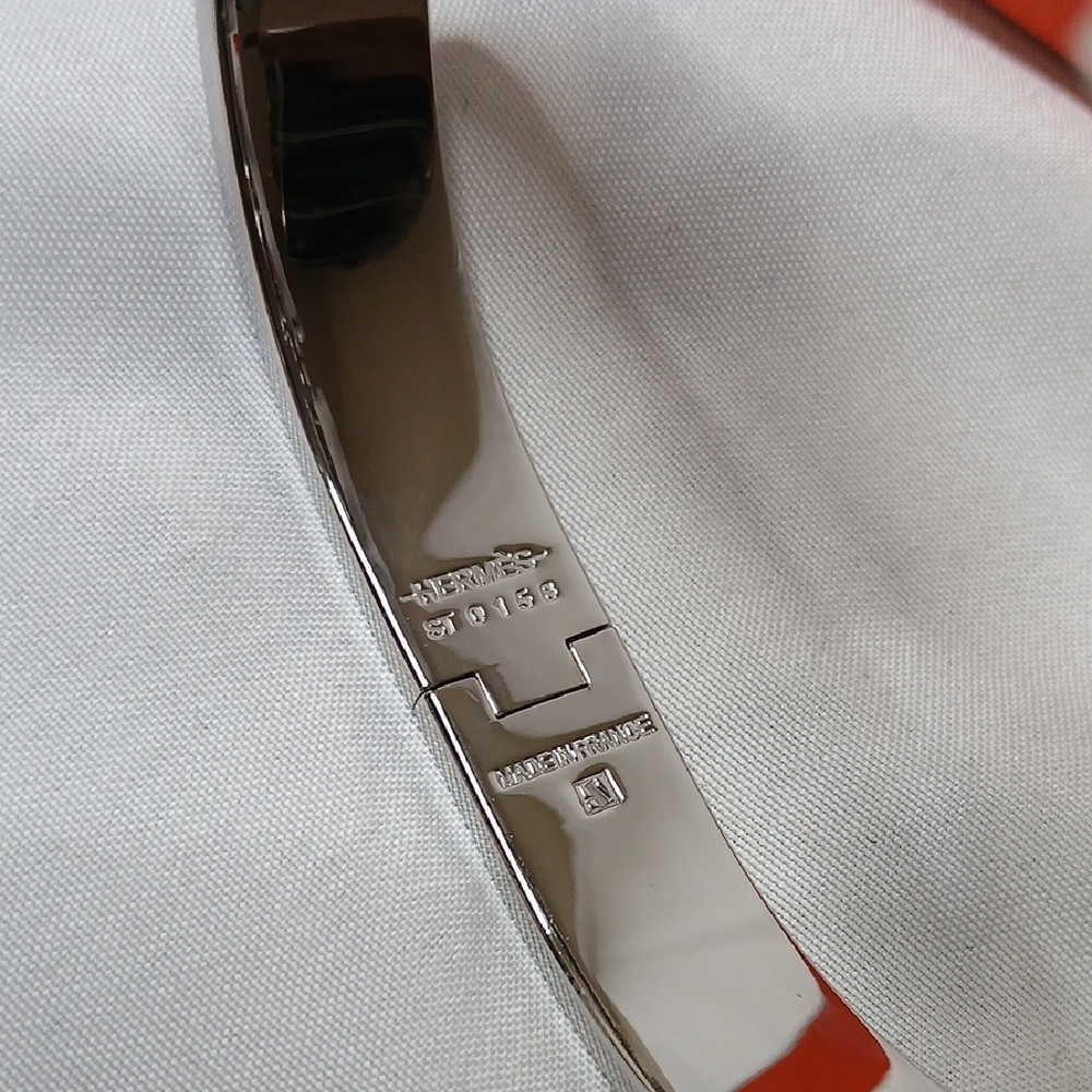 Hermes Teal Enamel Clic H Bracelet with Silver Hardware - Picture 3 of 5